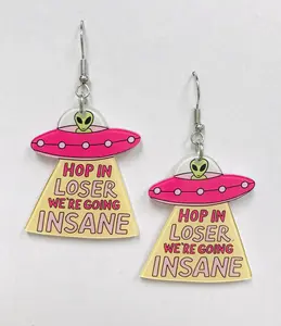 Hop in loser we're going insane earrings
