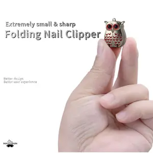 Foldable Mini Owl Nail Clippers with Keychain - Portable Stainless Steel Manicure Tool for Nail Trimming Cuticle Care & Toenail Grooming Compact Daily Black Orange