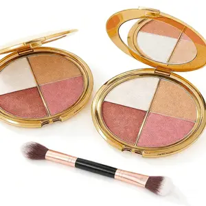 Women's Highlighter & CheekPaletteGlowjiuHighlighter&Cheek Palette with Brush, a 4-in-1Multi-FunctionalMakeupPalette S forHighlighter,Eyeshadow, Blush,Contouring, andFoundation