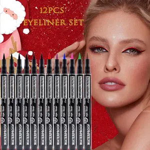 Waterproof Liquid Eyeliner (12pcs/set), Long Lasting Eyeliner Pen, Quick Drying Eyeliner Pen, Professional Daily Makeup Accessories