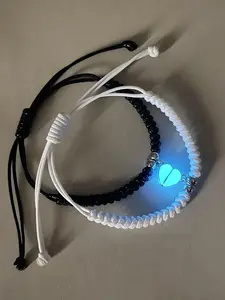 Night Glow Couple Bracelets, Handmade Woven Magnetic Design, Unique Love Token, Exclusive Matching Jewelry, Perfect Gift for Lovers