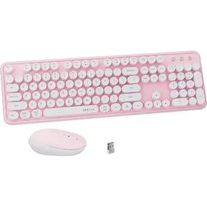 x UBOTIE Colorful  Keyboard and  Combo, Full-Sized Office Keyboard with Typewriter Flexible , 2.4GHz Dropout-Free Connection, Optical  for PC Laptop( White)