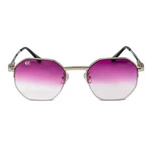 PARAGON – Half-Rim Silver Unisex Sunglasses, Orchid Tint
