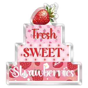 Acrylic Strawberry Decorative Sign for Desktop, Perfect Summer Gift for Kitchen Bathroom & Home Office, Imitation Strawberry Decor Acrylic Plaque, Decoration