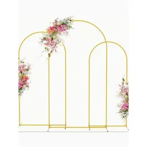 3 Set Metal Arch Backdrop Stand - Golden Wedding Arch Frames for Parties & Ceremonies