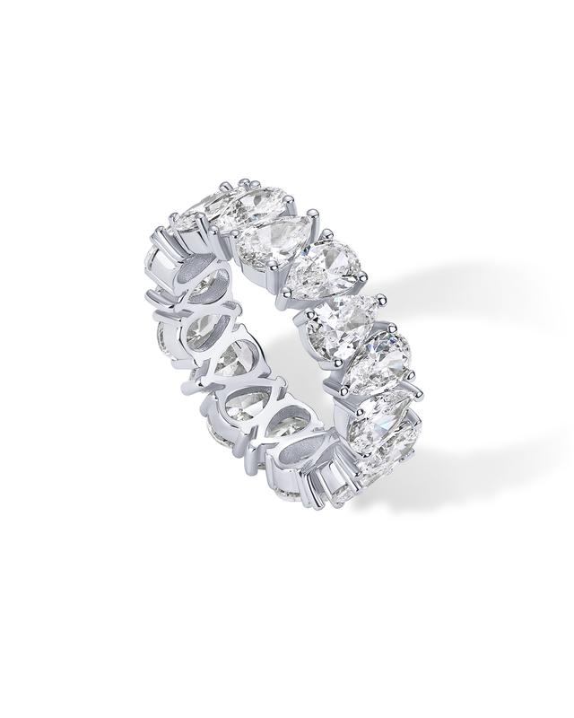 PAVOI 14K Gold Plated Pear Love Eternity Rings for Women - Gold Cubic Zirconia Ring - Bridal Eternity Wedding Band Ring