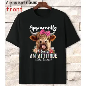 Sarcasm & Highland Cow T-Shirt – Apparently I Have Attitude