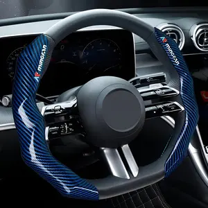 Steering wheel cover,Carbon Fiber Pattern Glossy Fiber Optic Grip Steering Wheel Cover Set, Ergonomic Design, 2 Pieces, Car Interior Kit, Car Accessories