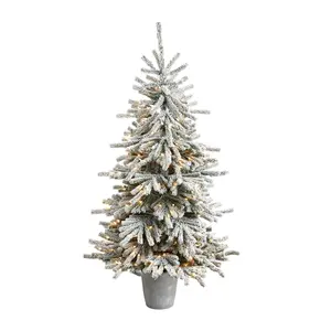 Nearly Natural 6-ft Flocked Long Vermont Pine Christmas Tree