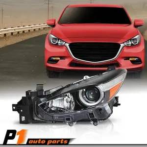 Headlamp Halogen Set Left Driver Side Fit For 2017-2018 Mazda 3 Headlight