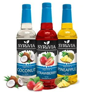 Syruvia Sugar Free Variety Pack - Pineapple, Strawberry & Coconut Syrup 25.4 Fl oz (3-Pack)