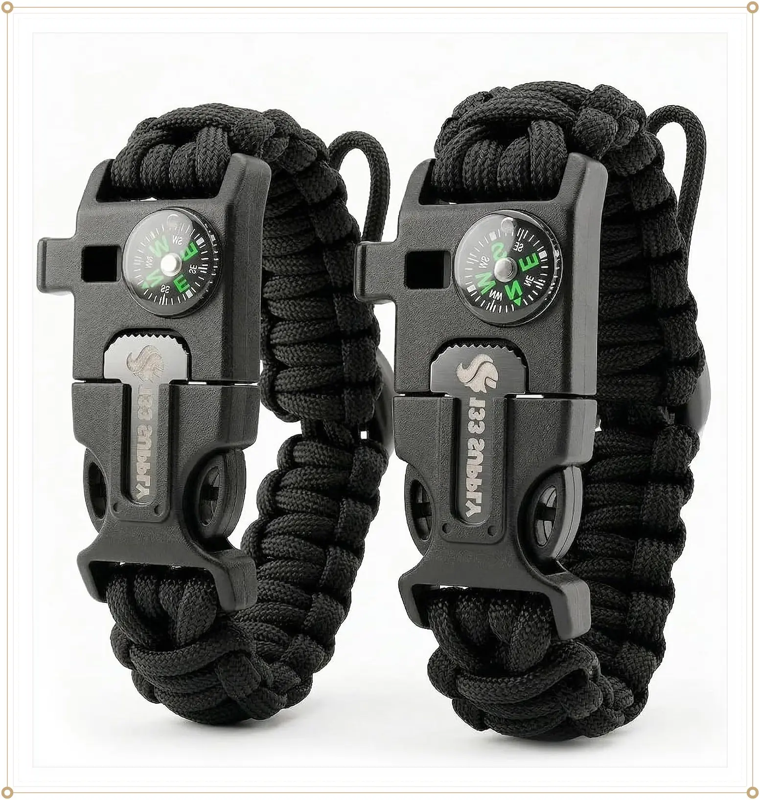 Paracord Bracelet Compass Hiking Survival Kit Emergency Whistle Fire Starter Camping Gear Hiking Essentials Fishing Hunting Accessories EDC Backpacking Gear Tactical Survival Gear EquipmentGift