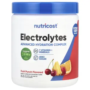 Nutricost Electrolytes, Advanced Hydration Complex, Fruit Punch, 1 lb (468 g)