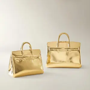 Z Gallerie Handbag Coin Bank - Gold Ceramic Gift Decoration Home Decor Glossy Decorative Piggy Ornaments Money Jar Living Room