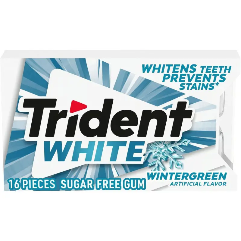 Trident White Wintergreen Sugar Free Chewing Gum - 5-Pack, 16ct Pocket Packs, Fresh Breath, Better for You Candy Snack