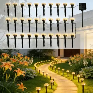 30-Pack Solar Path Lights, Outdoor Landscape Lights, Solar Pathway Lights, Auto On/off, Solar Powered, Light Sensor, 8-10 Hours Runtime, Portable Installation