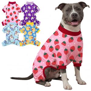 XPUDAC 4-Piece Dog Pajamas Set with Unique Themed Prints Cozy Breathable Puppy Onesies for Dogs & Cats Christmas Sleepwear Soft Fabric Easy-to-Wear Design Costume Clothing Outfits, Animal Print,Summervibes,Petlovers