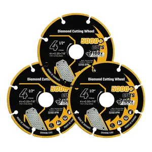 3 Pack Diamond Cutting Wheel 4 1/2 Inch with 7/8"" Arbor, Carbide Cutting Wheel, Angle Grinder Cutting Disc, 4 1/2 Cut Off Wheel for Metal with 5000+ Cuts on Rebar, Steel, Iron and INOX