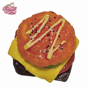 Cheese & Beef Burger Squishy, Handmade taba squishy, Food-Grade Silicone Slow-Rising Rebound Squishy, Sticky Squeeze Toys Gift, Fidget Toys for Stress Relief, Non-Toxic Sensory Toys (9.35oz/265g)