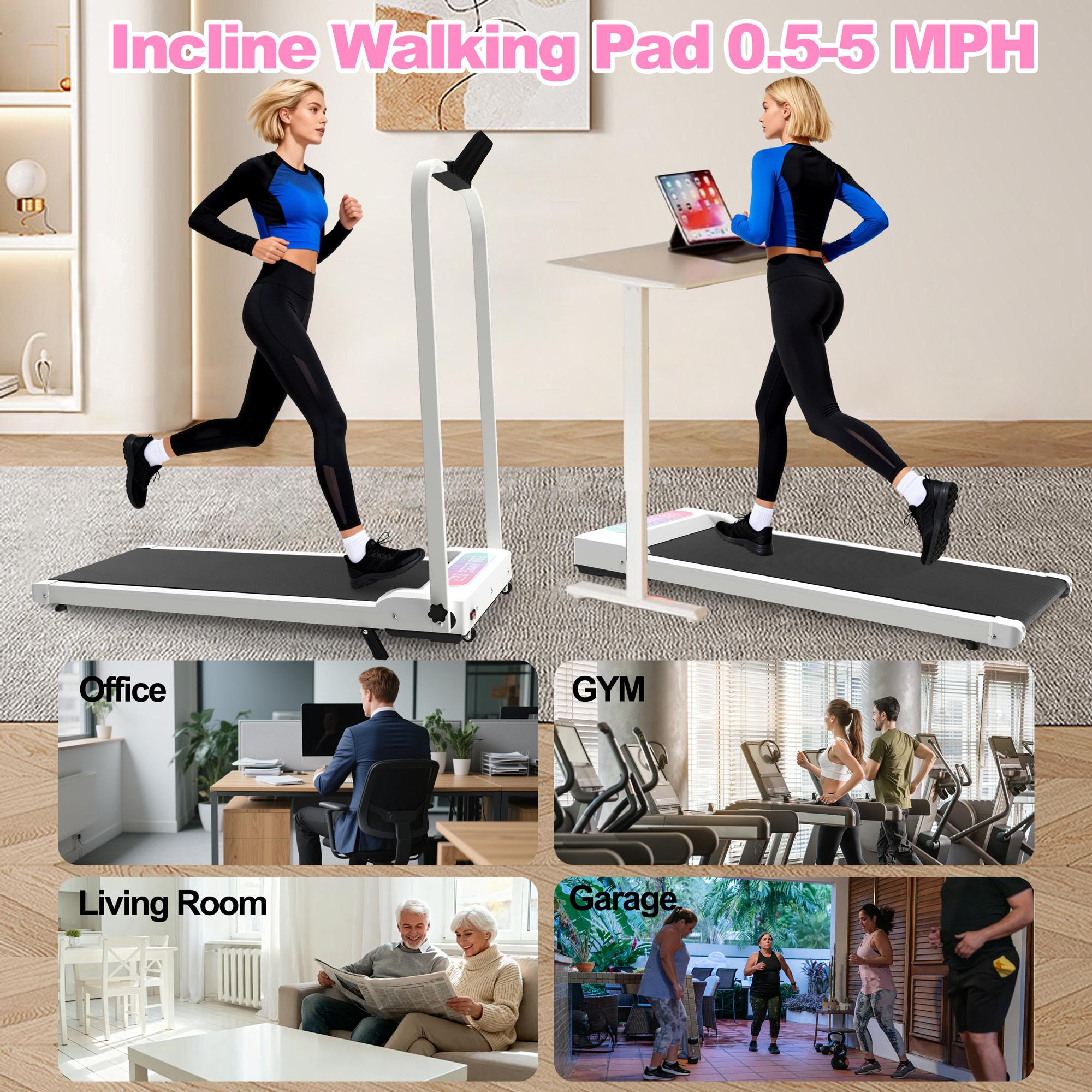 Dufominc 2-in-1 Foldable Incline Treadmill with Handle, Portable Under Desk Walking Pad, Vibration Pad, and Remote Control – Home Workout Gear