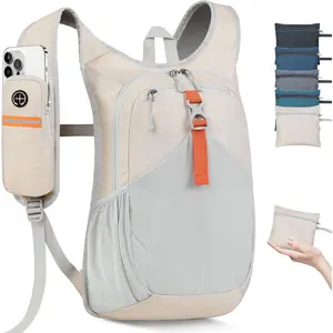 15L Small Hiking Backpack for Men Women Foldable Packable Back Pack Ultralight Hiking Daypack for Travel Camping Outdoor, Beige
