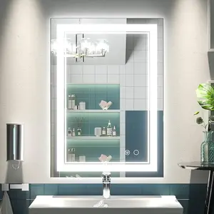Keonjinn LED Mirror Bathroom Mirror with Front Lights, 20 x 28 Inch Lighted Vanity Mirror Wall Mounted Anti-Fog Memory Dimmable Frameless Bathroom LED Makeup Mirror, 6000K(Horizontal or Vertical)