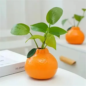 Orange Shaped Vase, Creative Fruit Shaped Flower Pot, Lightweight Decorative Modern Plant Vase, Flower Arrangement Vase for Home Living Room Office Dormitory Balcony, Ornaments, Plants, Interior, Home Decoration