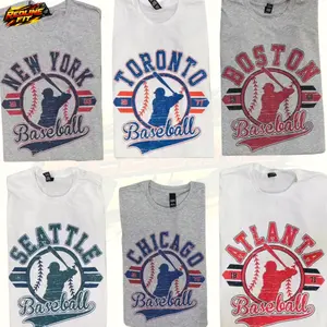 Vintage Baseball Tees Retro Established City Baseball Tshirt Sports Unisex Crewneck T-Shirt, Printed Casual Graphic Top