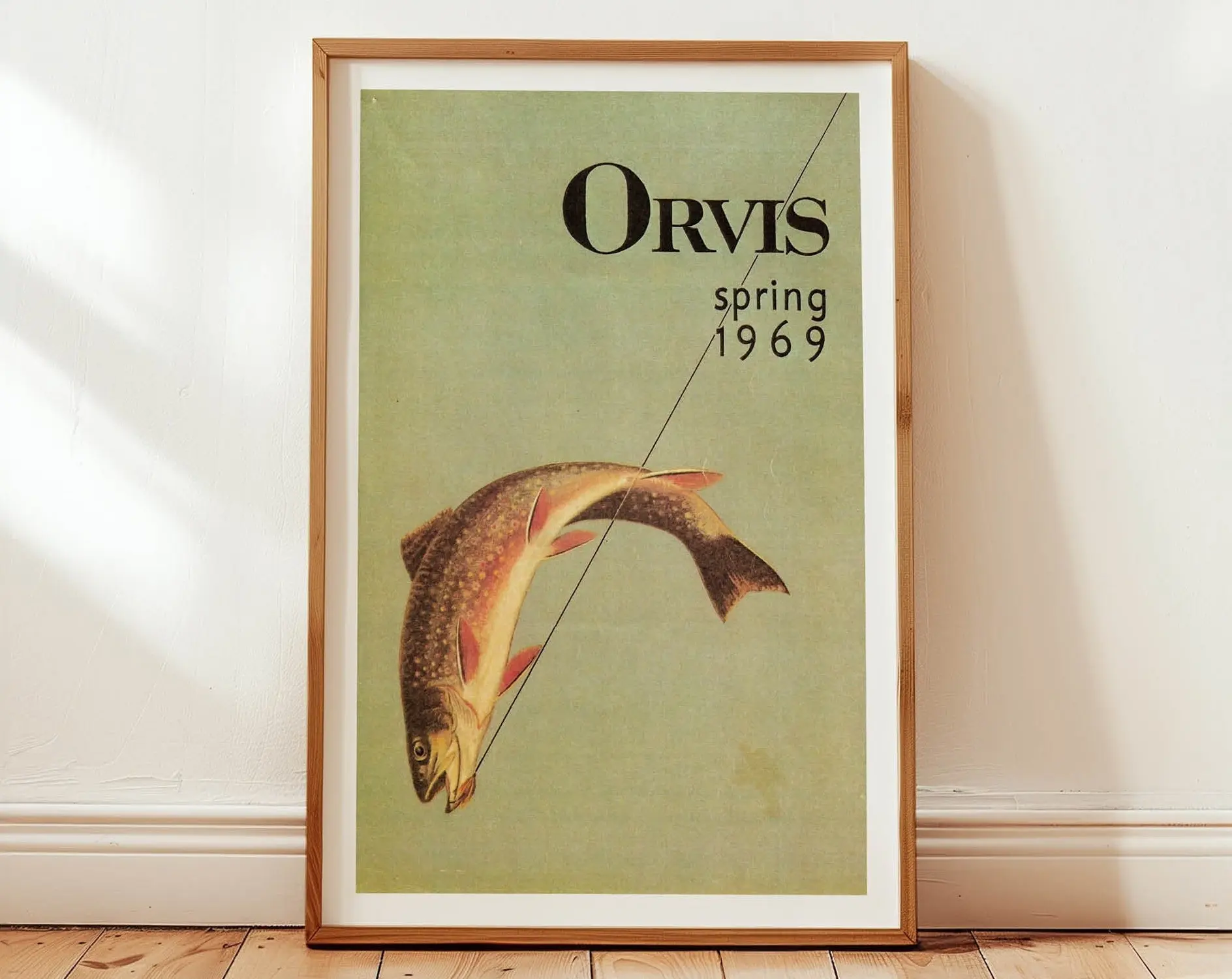 Trout Fly Fishing Print Vintage Poster Art Retro Travel Decor Wall Art Outdoor Sports Fisherman Gift For Dad Artistic Ornaments Photo Decoration Room