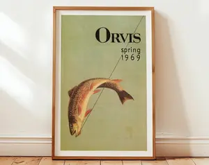 Trout Fly Fishing Print Vintage Poster Art Retro Travel Decor Wall Art Outdoor Sports Fisherman Gift For Dad Artistic Ornaments Photo Decoration Room