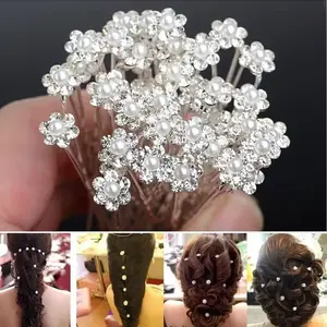 10-Piece Elegant Imitation Pearl Flower Rhinestone Crystal Hair Clips, Stylish Women's Hair Accessories for Wedding and Any Occasion