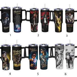 Michael Jackson King of Pop 40oz Tumbler With Handle – Insulated Stainless Steel Travel Mug, Music Fan Gift