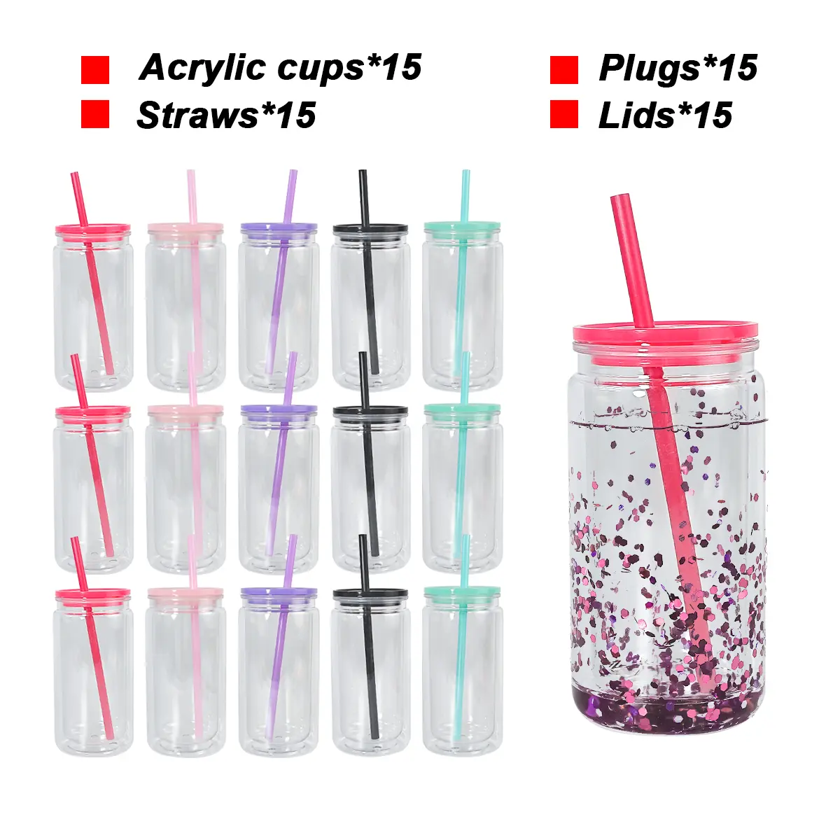 AGH US 16/20OZ Acrylic Snow Globe Double Wall Plastic Tumbler Cups with Lids  and Straws, Bottom with Pre Drilled Hole and Plugs for Milk Cartons Travel  Coffee - TikTok Shop