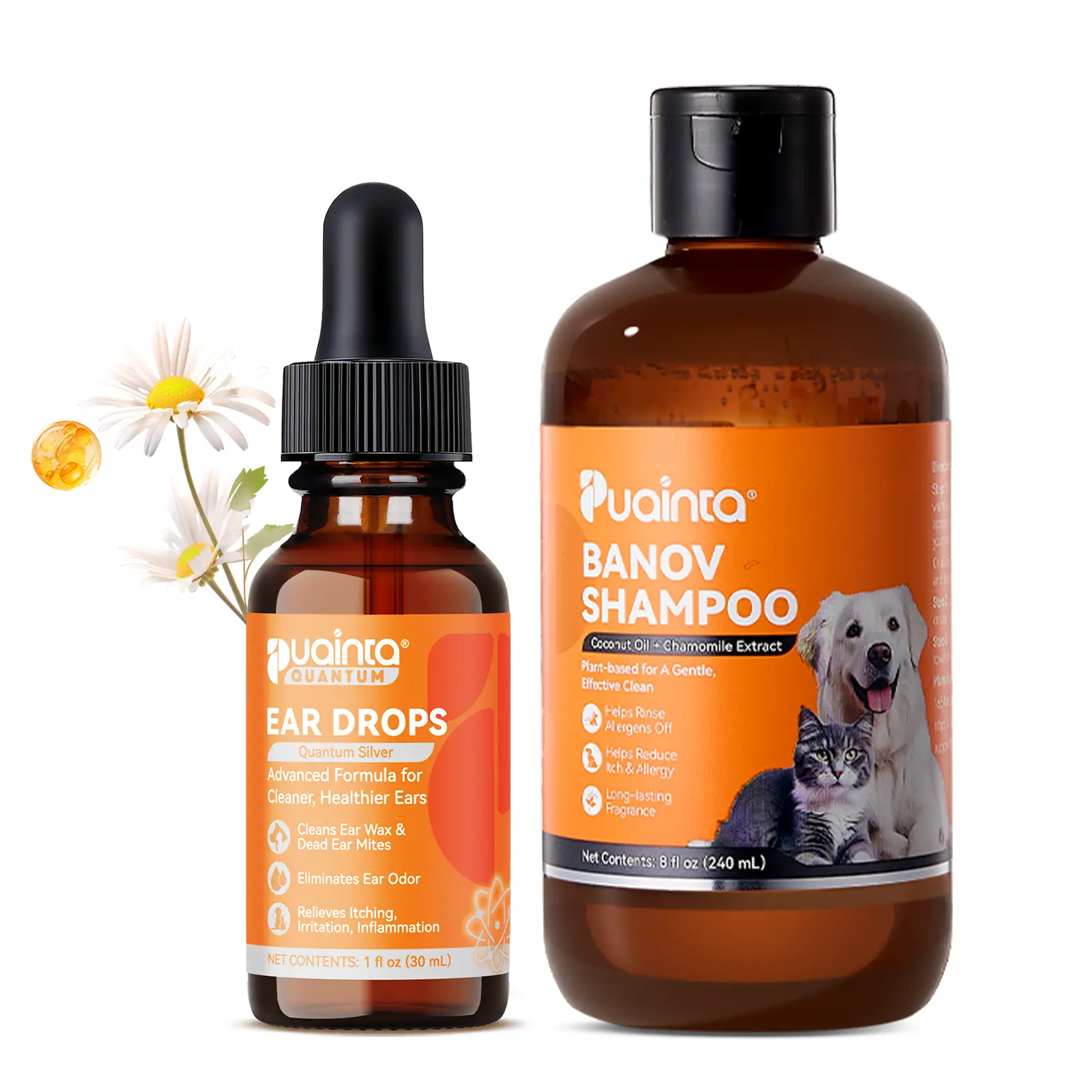 Puainta Ear Cleaner 30ml Dog Ear Infection Treatment, Quantum Silver Ear Drops for Dogs Ear Infection Ear Mites Treatment for Cats Dogs Itchy