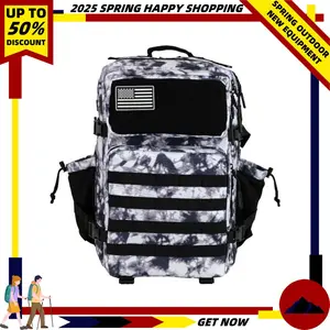 25L Black White Series Tactical Backpack Unisex Military Backpack Assault Backpack Small Bag Outdoor Travel Rucksack Daypack Sport Equipment
