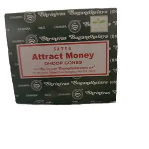Satya Attrack Money Dhoop Incense Cone - Candy-Scented Fragrance Aroma, Money & Prosperity-Attracting Home Freshener Perfume