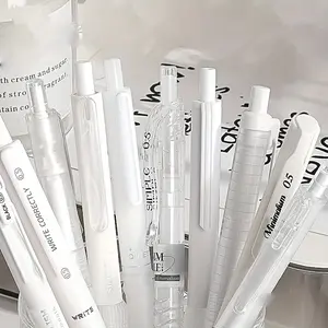 5Pcs Simple and Stylish Gel Pen Set, Solid Color, 0.5mm Fine Tip, Retractable, Quick Dry, Gel Pen, Suitable for Writing, Diary, School and Office Stationery, Minimalist Press Pen
