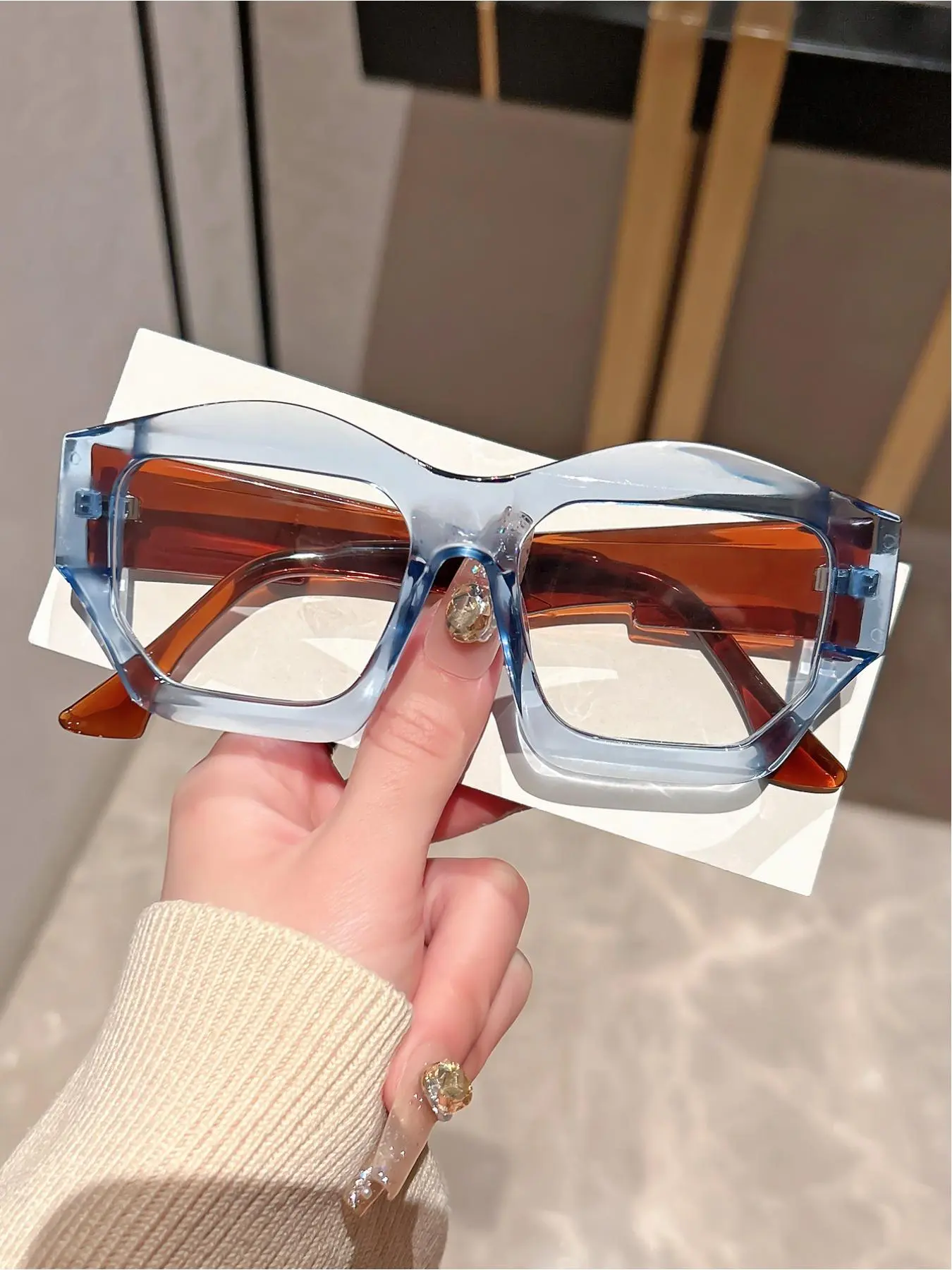 Clear Lens Anti-blue Light Eyeglasses, Stylish Square Frames, Simple Geometric Frame Eyeglasses for Women & Men, Fashion Eyeglasses for Work, Daily Clothing Decor, High Quality Eyewear, Fashionable Frames Glasses