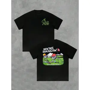 100% Cotton Golf Ball Dancing Double Sided Digital Printed T Shirt Casual Graphic Tee Men's 180g Old Row Golf  Funny Sports Tee