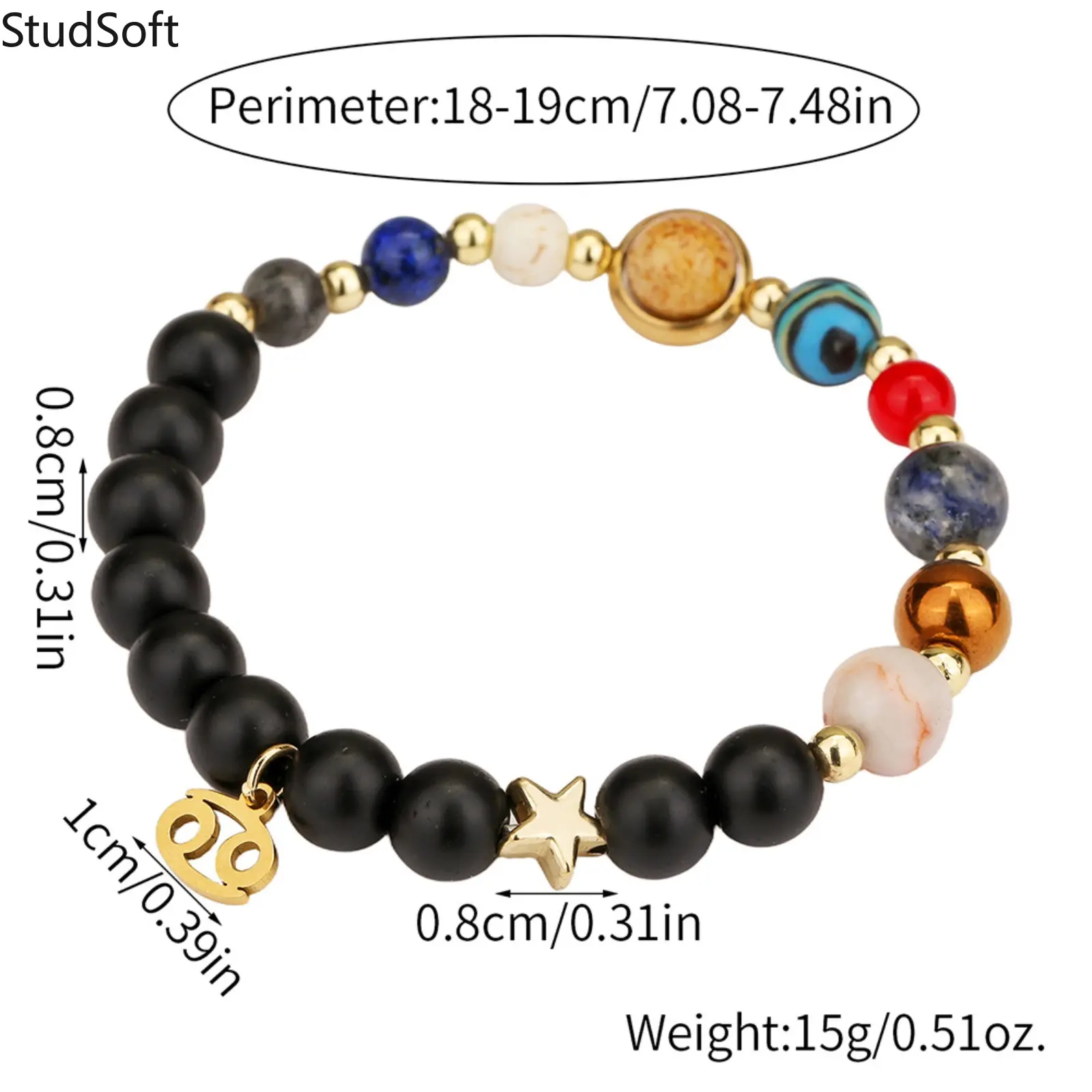 Natural Gemini Stone 12 Zodiac Sign Bracelet - Handmade Beaded Stretch Sports Wristband with Stainless Steel Charm, Unisex Fit for Men-Women (Aries, Sagittarius, Aquarius, Pisces, Capricorn, Virgo, Scorpio), Beads, Stretch Band, No, Natural Rope