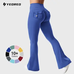 YEOREO CoreFlex Flare Leggings with Pockets for Women Scrunch Workout Leggings Butt Lifting Gym Yoga Pants