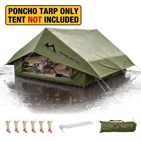 SENLEETO 420D Oxford Heavy Duty Waterproof Tent Rainfly - Warm, Foldable, Insect-Proof, Abrasion Resistant, Black Coating Tarp Cover & Canopy for 8+ People Lotus Rain Beads Inflatable Glamping Cabin Tents, Camper Cooling