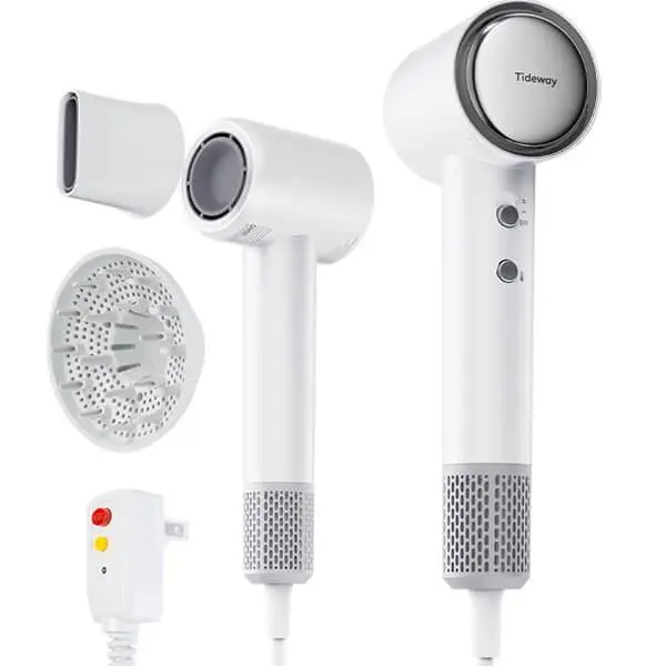 Tideway SilkJet Titanium High-speed Hair Dryer 110,000 RPM Brushless Motor Blow Dryer w/ Ionic Technology  4 Temperature Settings Thermo Control Ergonomic Design, Perfect Present for Men Women Friend Family Gift Christmas New Year Viral