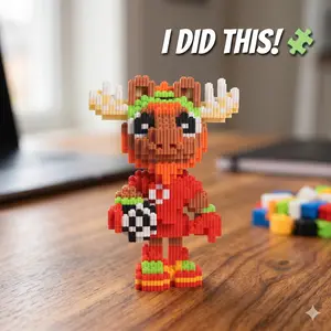 1000+ Pcs Mini Building Blocks Moose Football Mascot - 7.5 Inch Micro Brick 3D Puzzle Kit, Educational Focus & Organization Toy, Creative Birthday Gift for Sports Fans