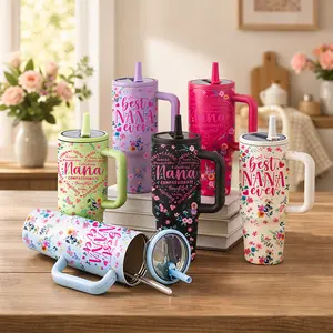 1 Pc 40oz Vacuum Mug, Double Wall Insulated Mug With Handle And Straw Lid, Leak Proof Skinny Tumbler For Hot And Cold Drinks, Keeps Hot 12 H/Cold 24 H, Mother’s Day Gift For Nana, Grandma, Holiday Present For Women And Men, Travel Friendly Design