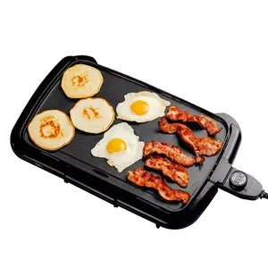 Non-Stick Plate Electric Griddle, Temperature Probe and Control Knob, Indicator Light and Drip Tray OVENTE