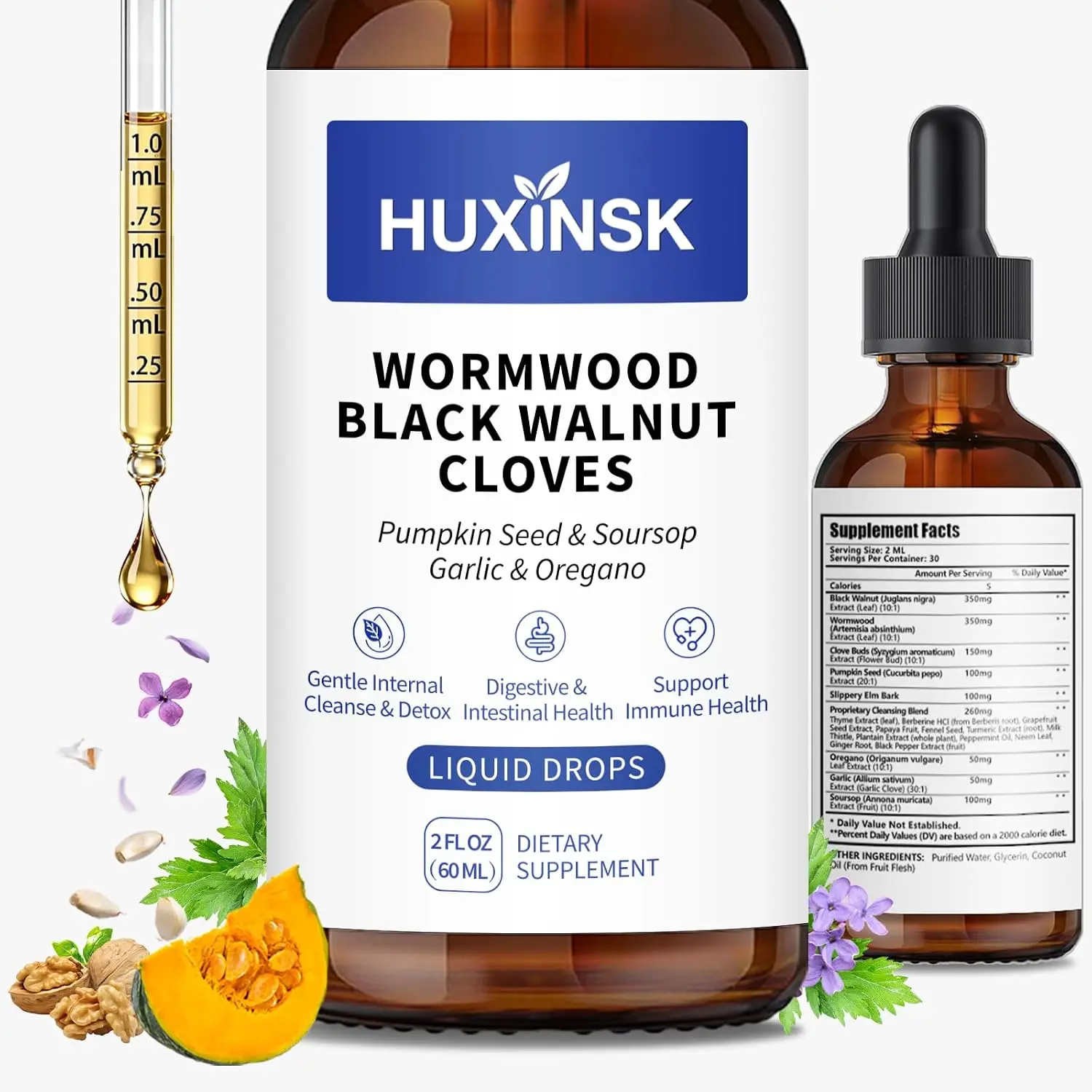 21-in-1 Herbal Parasite Cleanse Liquid Drops | Gut Health & Gentle Digestive Cleanse Supplement 2 FL OZ