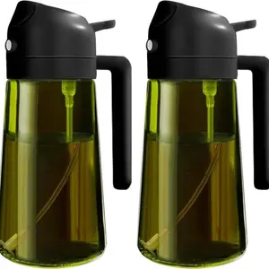 Oil Spray Bottle for Cooking 16oz/470ML, Olive Oil Sprayer, Dark Color Olive Oil Dispenser, Premium Deep Glass Oil Container, Food Grade Oil Agent