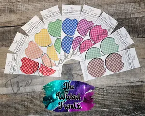 Cute Car Coasters Set of 2 Checkered Print Retro Cute Car Truck Accessories Decor Cup Holder New Car Gift Car Decoration Women Men Girl Car Multiple Colors Available