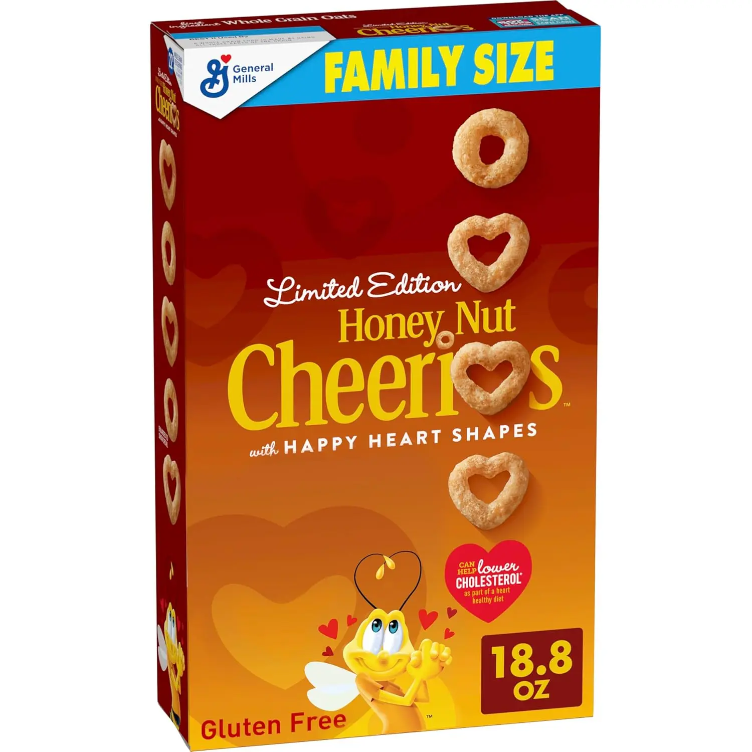 Oatmeal Honey Nut Cheerios Heart Shapes, Whole Grain Oats, Family Size, 18.8 oz Food